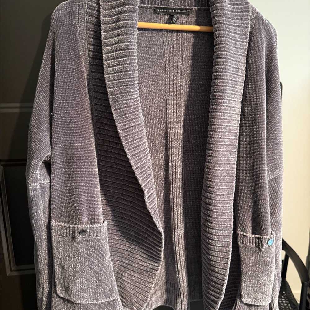 White House Black Market Ribbed Gray Cardigan